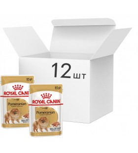 Упаковка влажного корма для собак Royal Canin Pomeranian Adult паштет 12 шт х по 85 г