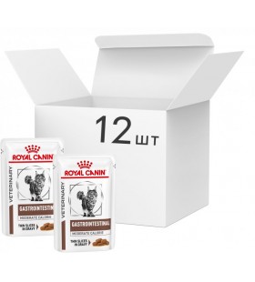 Упаковка влажного корма для взрослых кошек Royal Canin Gastro-intestinal Moderate Calorie Cat Pouches 12 шт х по 85 г