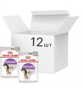 Упаковка влажного корма для взрослых стерилизованных кошек Royal Canin Sterilized Loaf 12 шт по 85 г